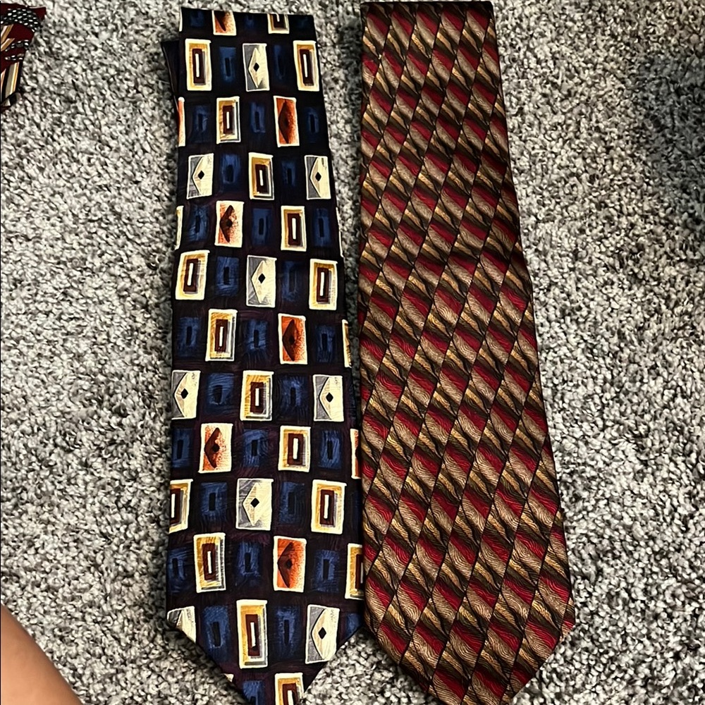 Elegant Blue and Brown Silk Ties with Geometric Patterns for Nordstrom